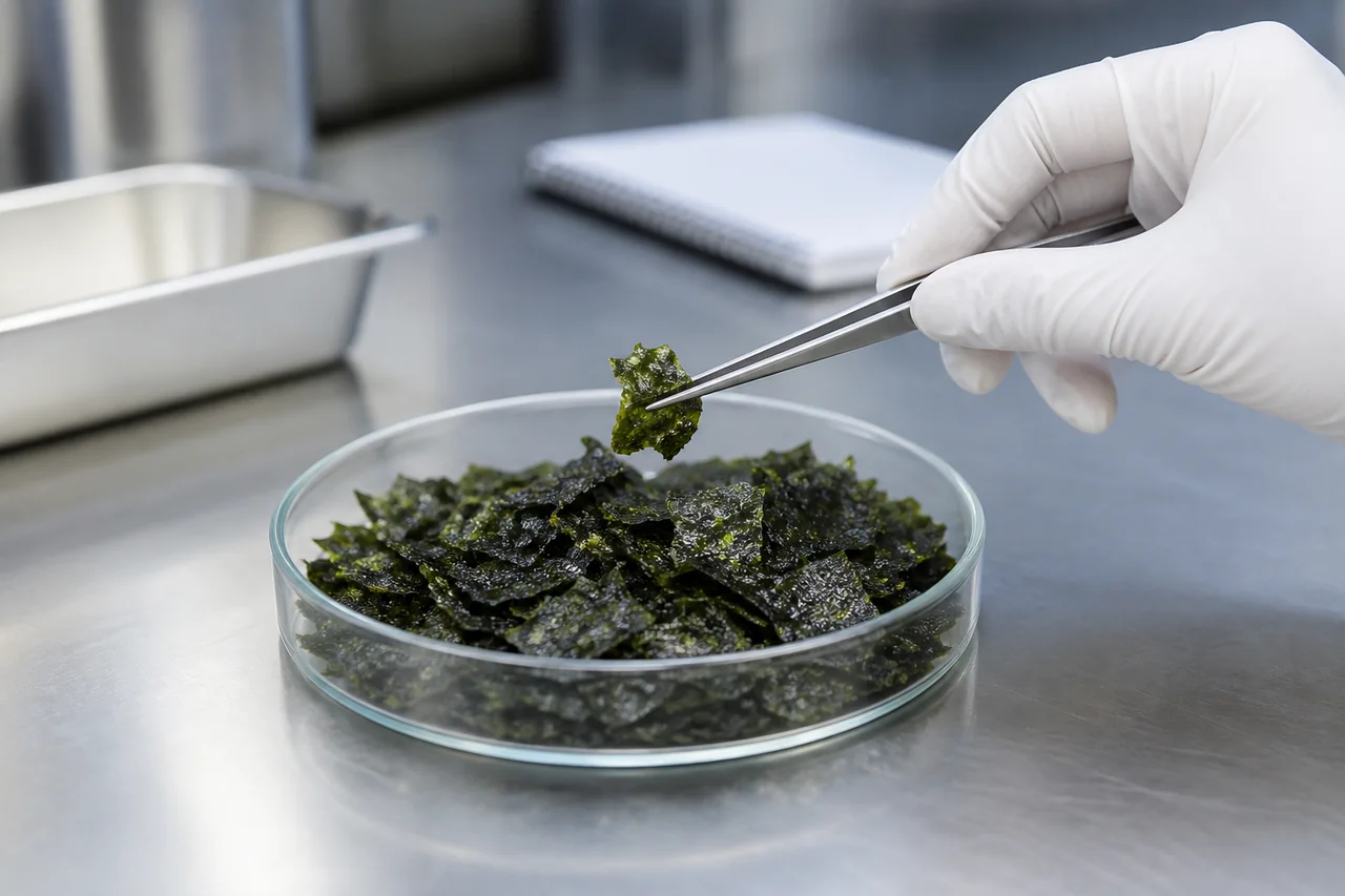 Concept image of seaweed flake quality inspection